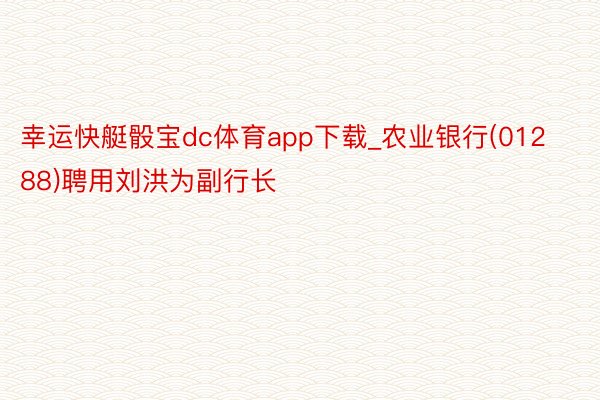 幸运快艇骰宝dc体育app下载_农业银行(01288)聘用刘洪为副行长