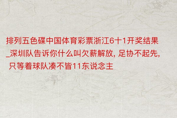 排列五色碟中国体育彩票浙江6十1开奖结果_深圳队告诉你什么叫欠薪解放, 足协不起先, 只等着球队凑不皆11东说念主