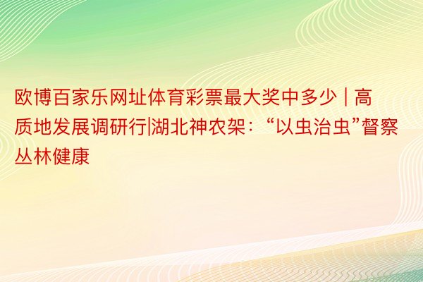 欧博百家乐网址体育彩票最大奖中多少 | 高质地发展调研行|湖北神农架：“以虫治虫”督察丛林健康