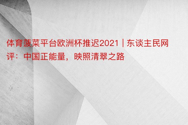 体育菠菜平台欧洲杯推迟2021 | 东谈主民网评：中国正能量，映照清翠之路